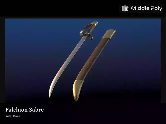 Falchion Sabre Low-poly 3D model
