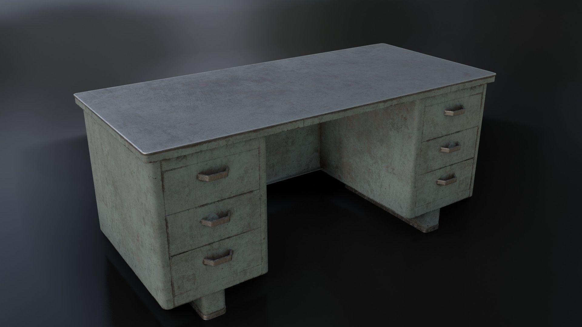 Old Dirty Metal Desk Low-poly 3D model_33