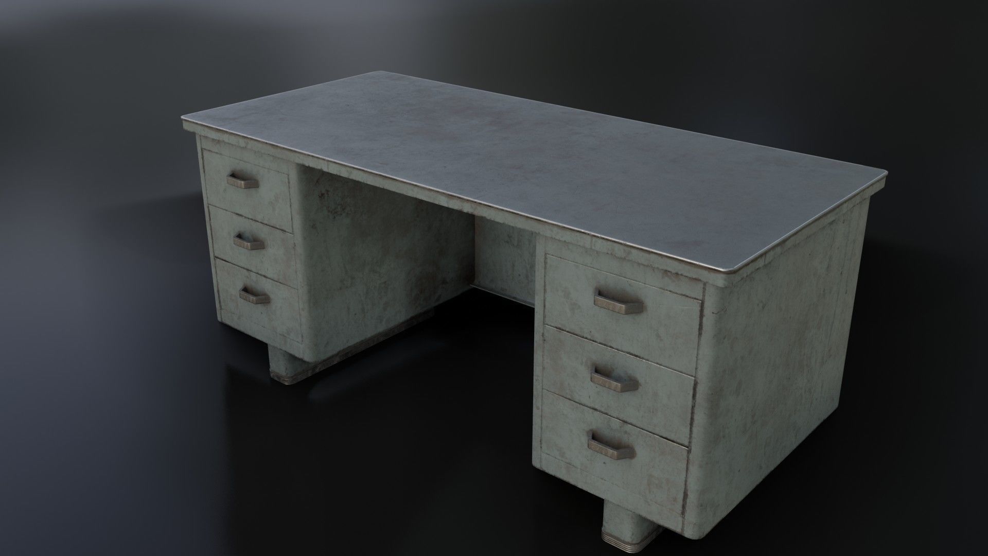 Old Dirty Metal Desk Low-poly 3D model_6