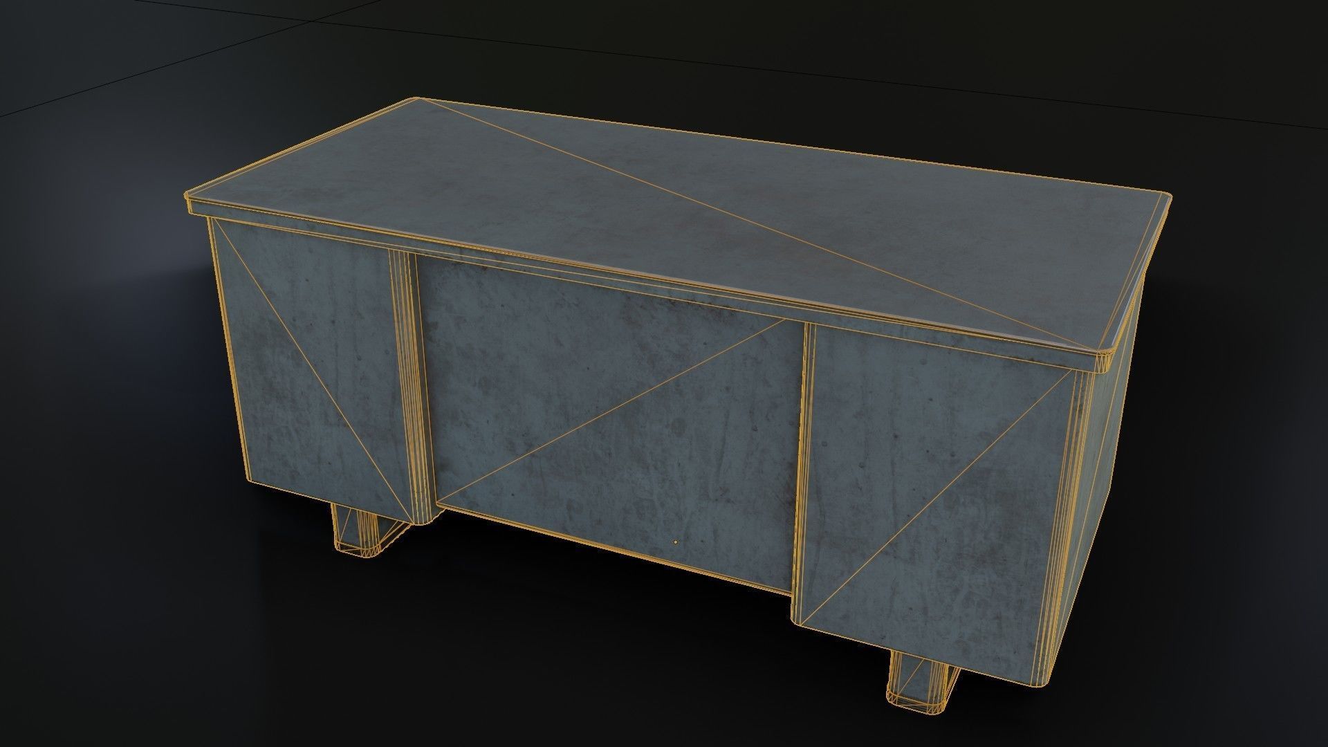 Old Dirty Metal Desk Low-poly 3D model_36