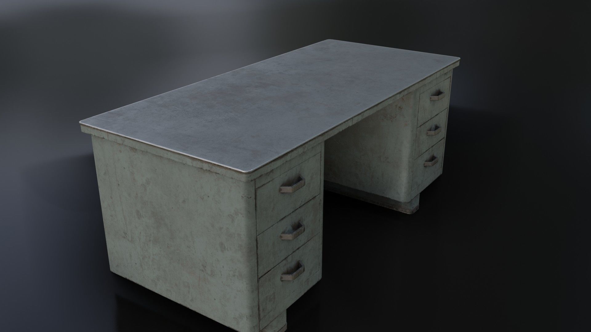 Old Dirty Metal Desk Low-poly 3D model_31