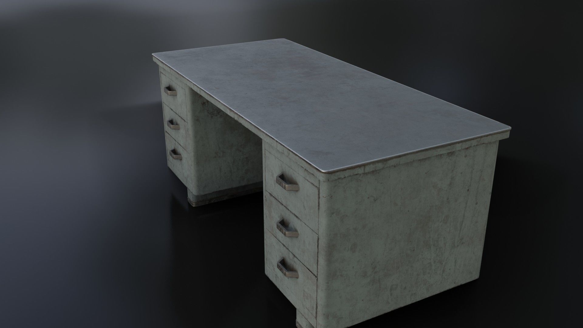 Old Dirty Metal Desk Low-poly 3D model_8