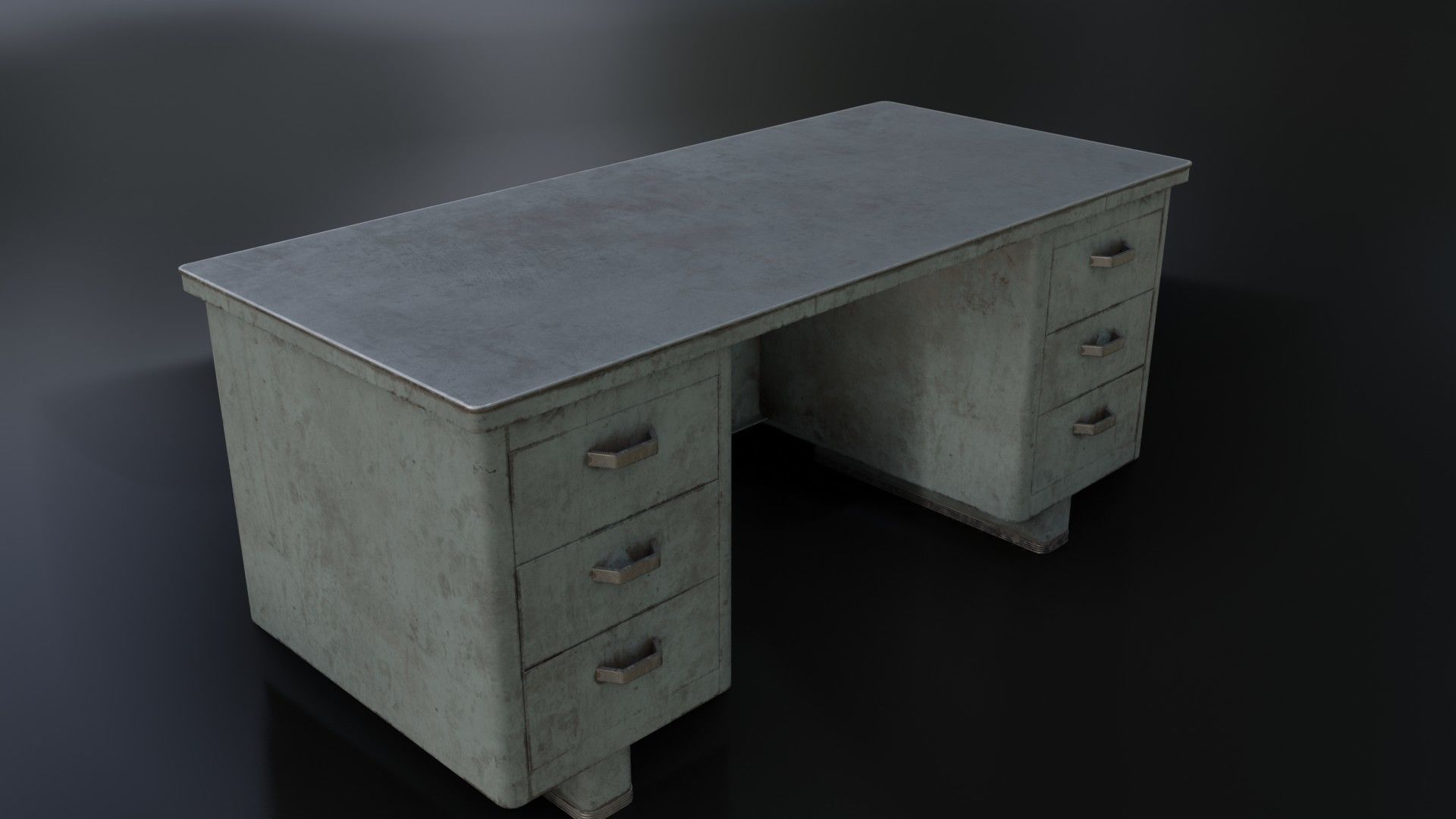 Old Dirty Metal Desk Low-poly 3D model_32