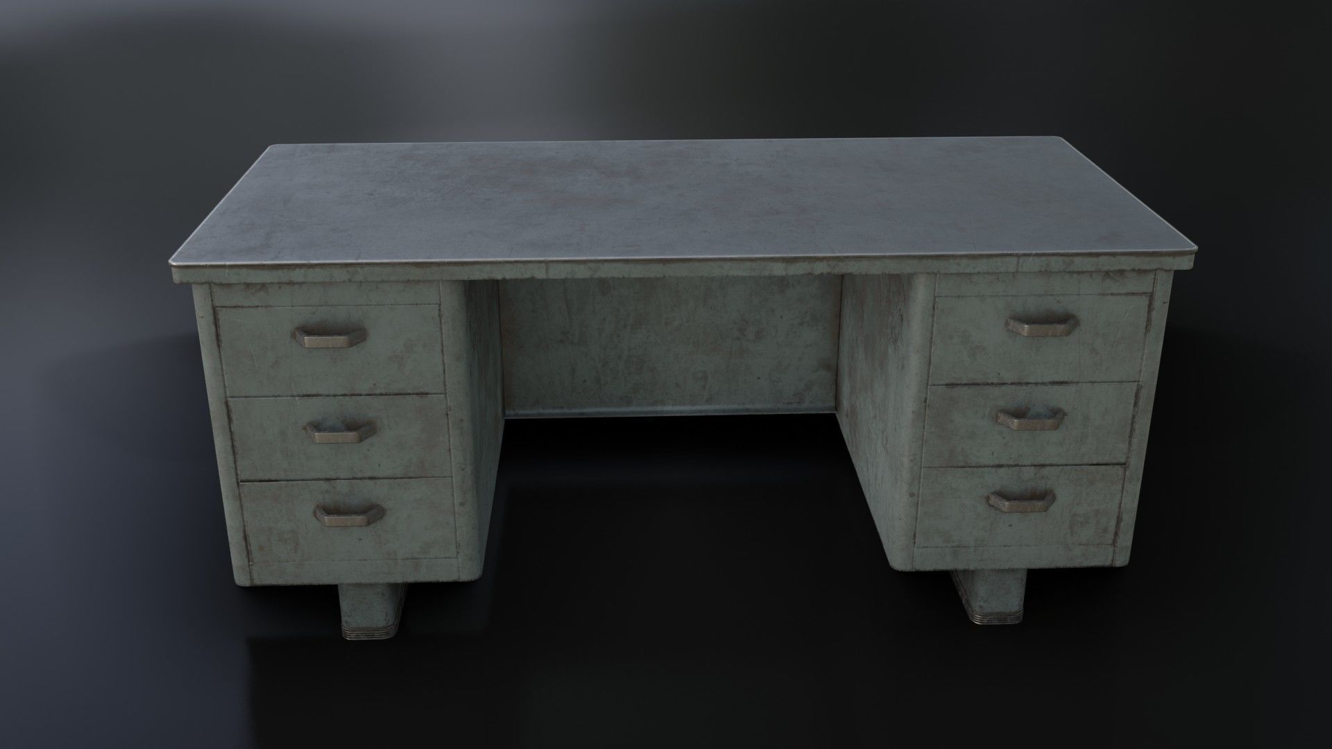 Old Dirty Metal Desk Low-poly 3D model_2