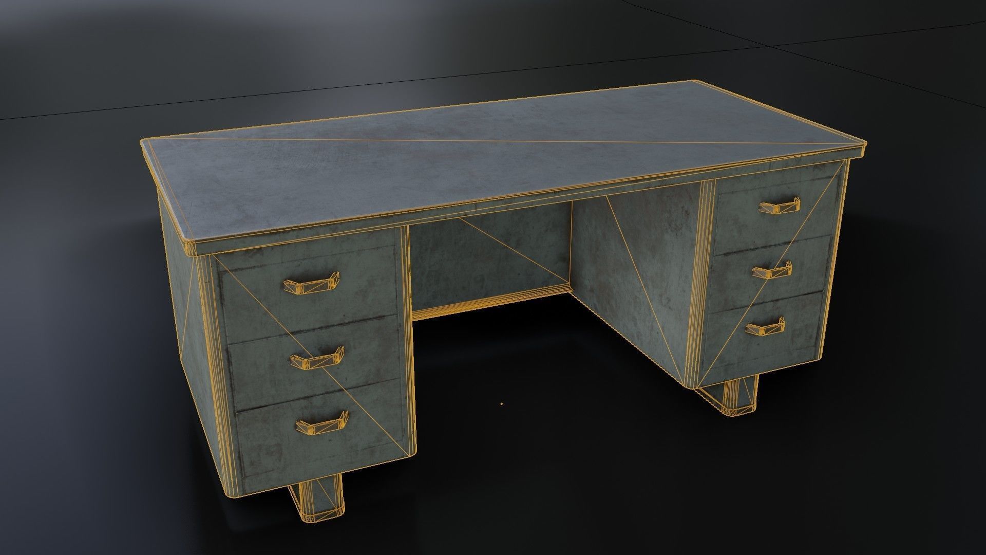 Old Dirty Metal Desk Low-poly 3D model_35