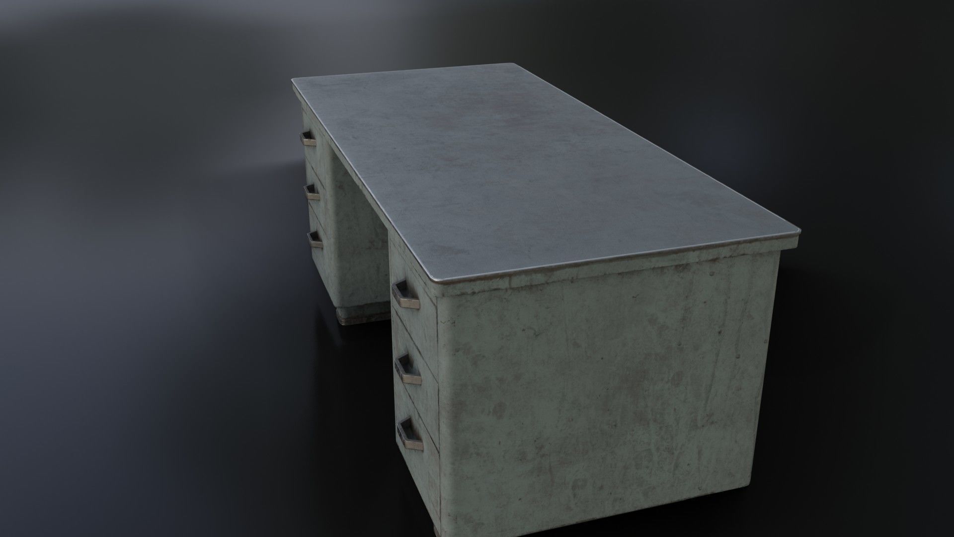 Old Dirty Metal Desk Low-poly 3D model_9