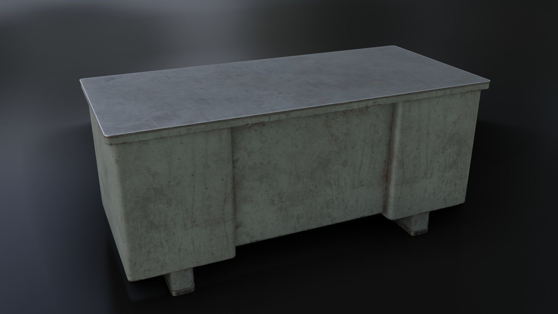 Old Dirty Metal Desk Low-poly 3D model_17
