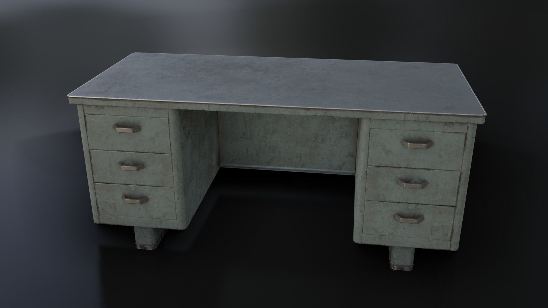 Old Dirty Metal Desk Low-poly 3D model_3