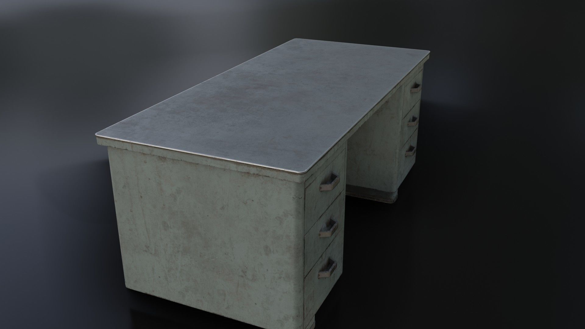 Old Dirty Metal Desk Low-poly 3D model_30