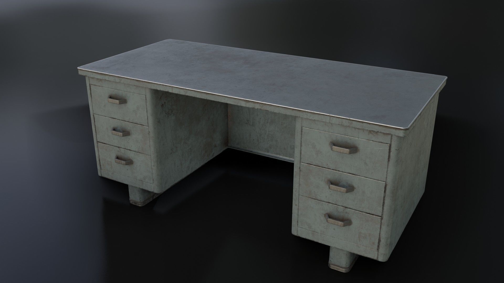 Old Dirty Metal Desk Low-poly 3D model_5