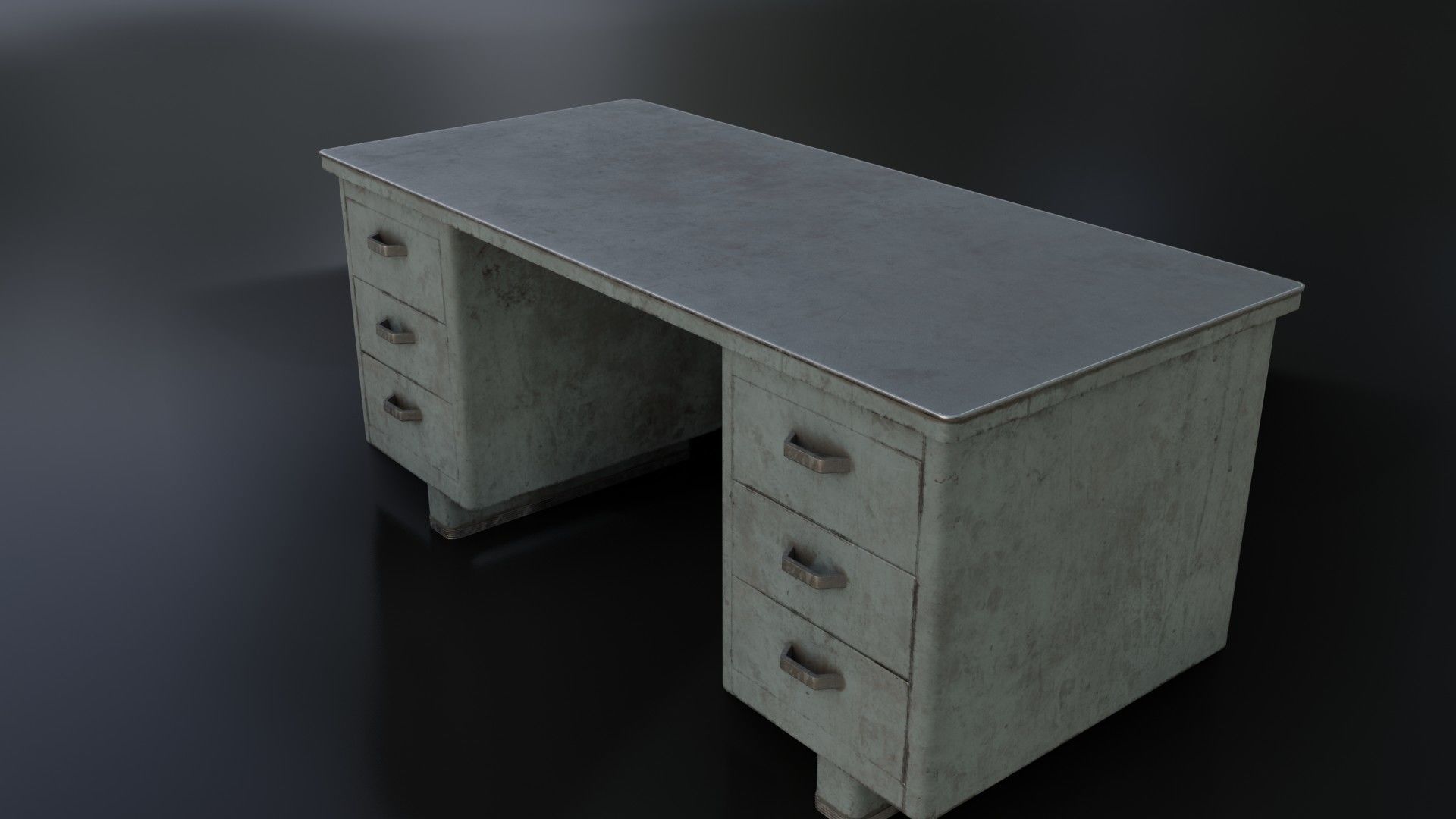 Old Dirty Metal Desk Low-poly 3D model_7