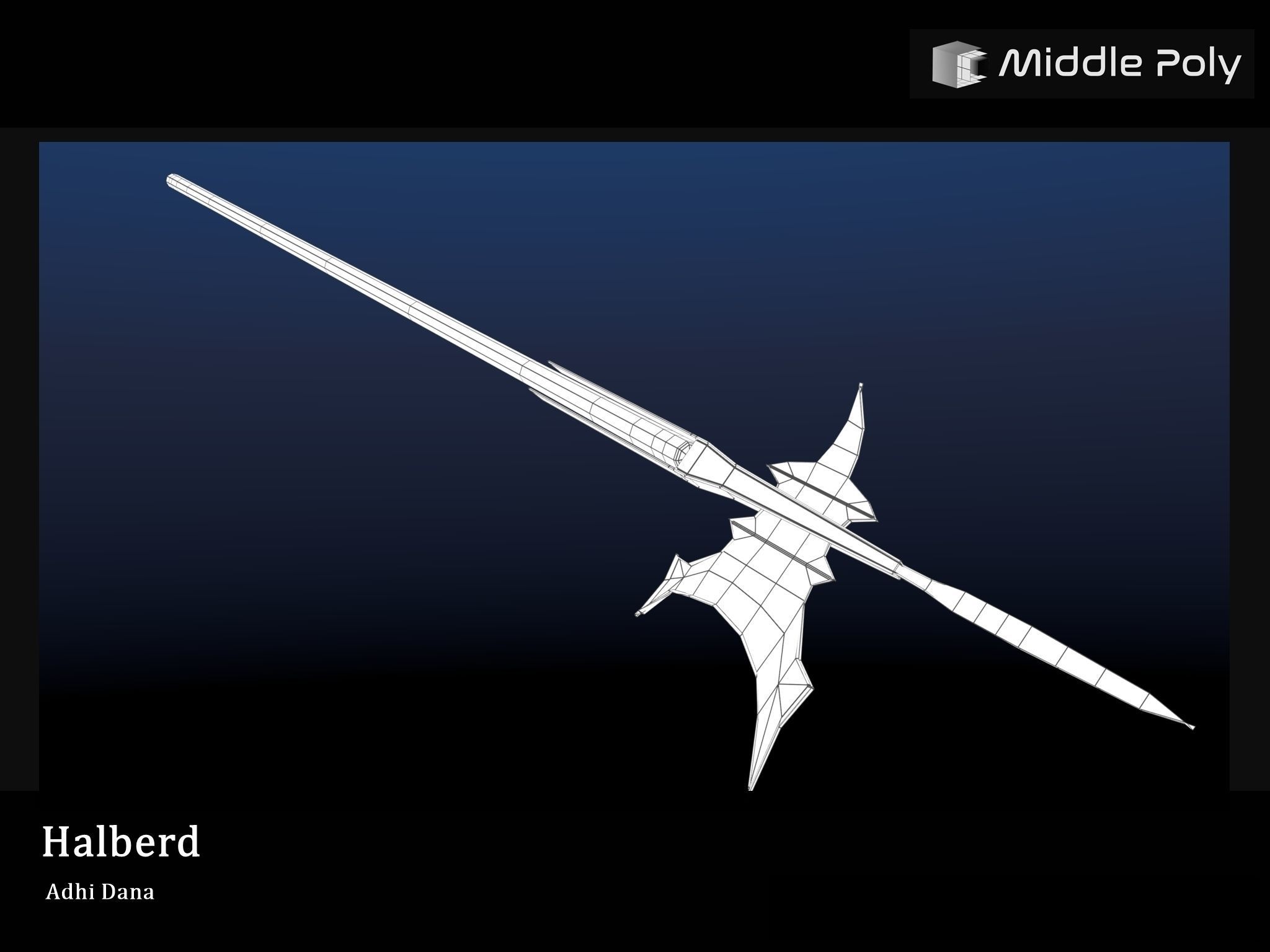 Halberd Low-poly 3D model_1