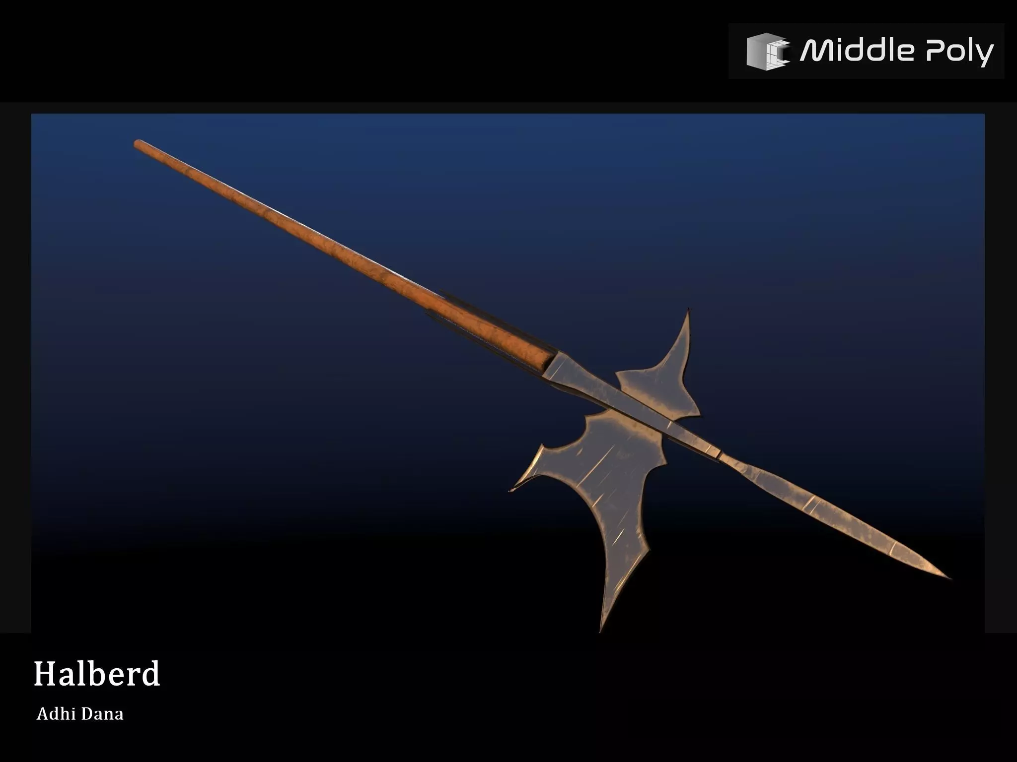 Halberd Low-poly 3D model_0