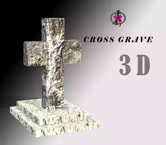 Cross Grave Low-poly 3D model