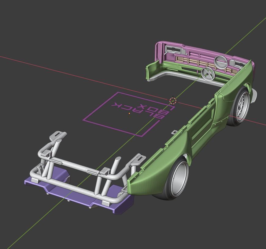 WPL D12 Widebody kit Complete and WING 3D print model_2