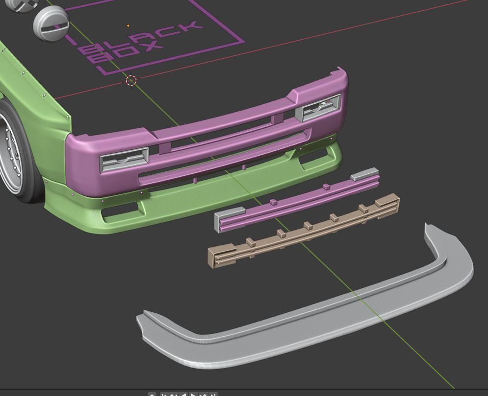 WPL D12 Widebody kit Complete and WING 3D print model_10