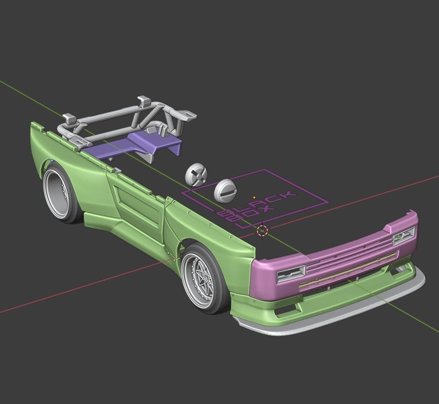 WPL D12 Widebody kit Complete and WING 3D print model_5