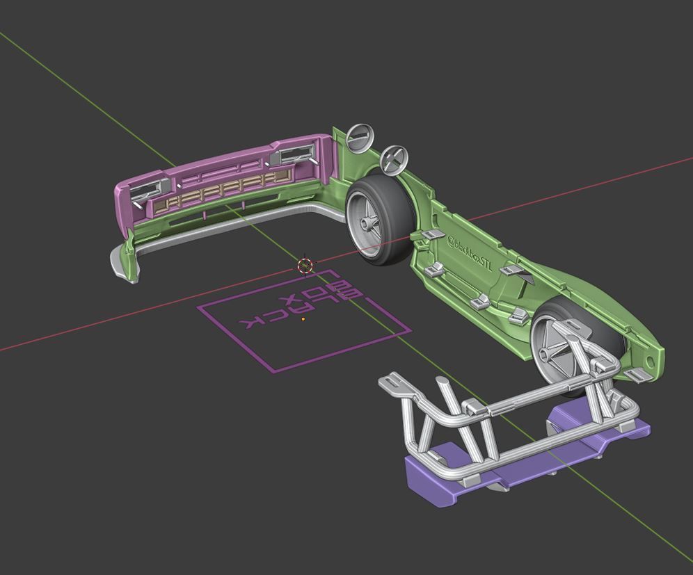 WPL D12 Widebody kit Complete and WING 3D print model_7