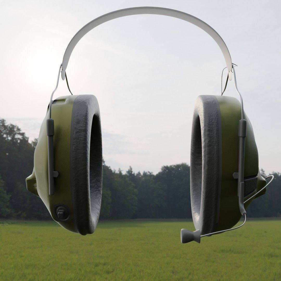 Military Headset Low-poly 3D model_5