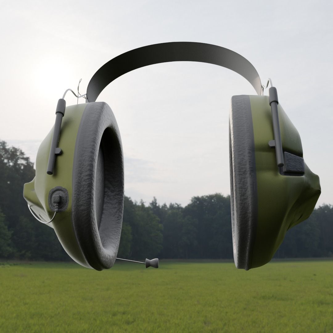 Military Headset Low-poly 3D model_6