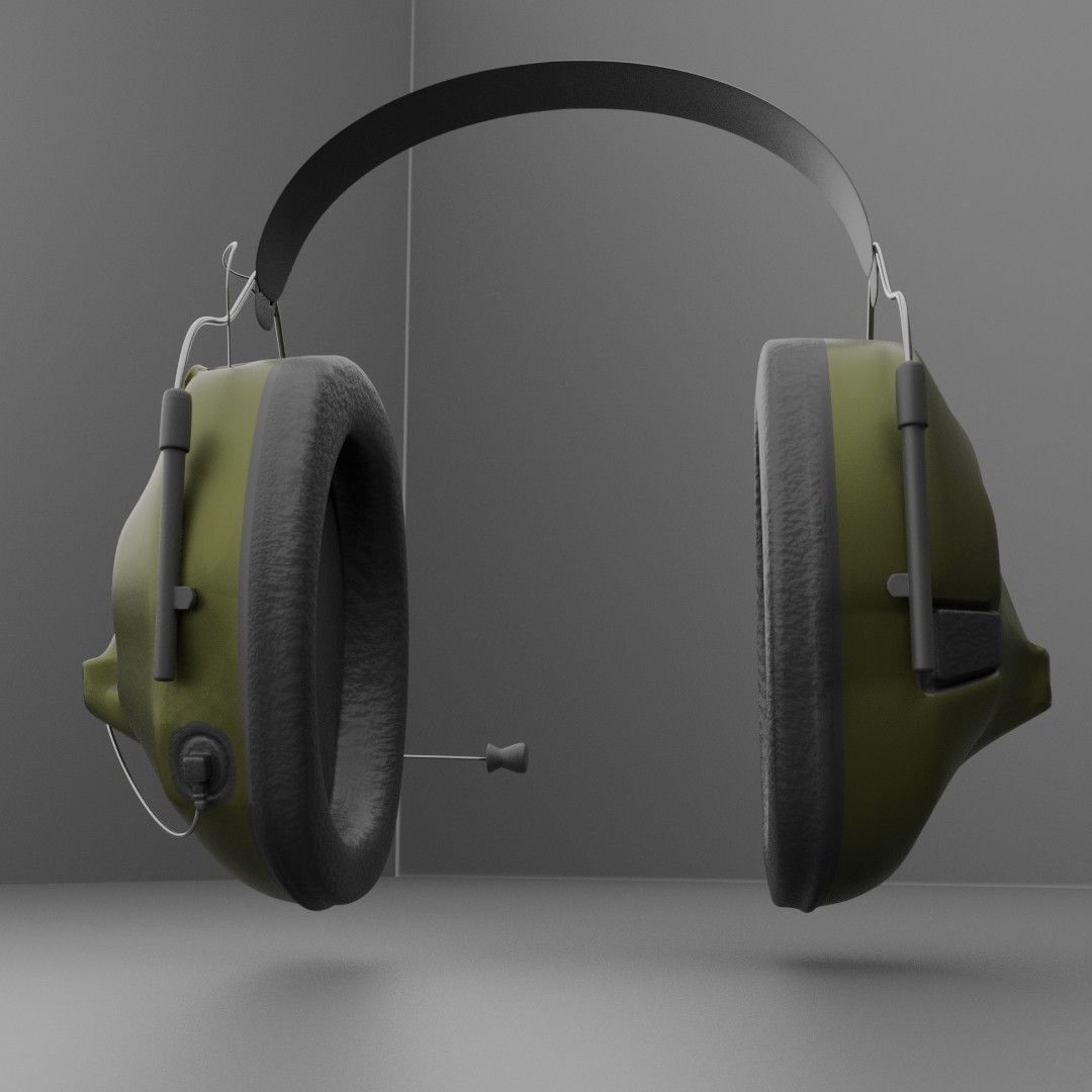 Military Headset Low-poly 3D model_2