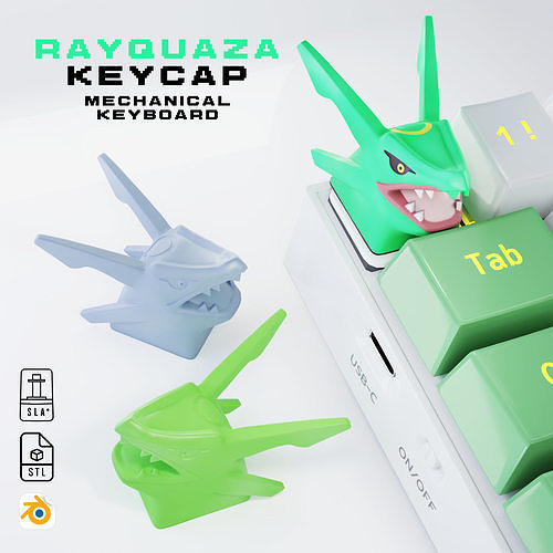 Rayquaza - Keycap 3D for mechanical keyboard - Pokemon -  3D print model