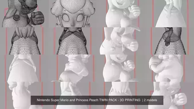 Nintendo Super Mario and Princess Peach TWIN PACK - 3D PRINTING  3D Model Collection