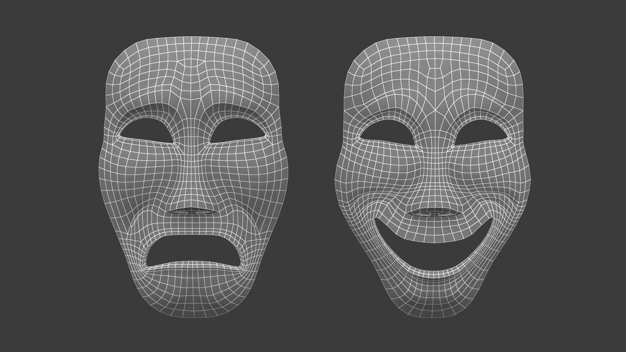 Theater Mask Low-poly 3D model_5