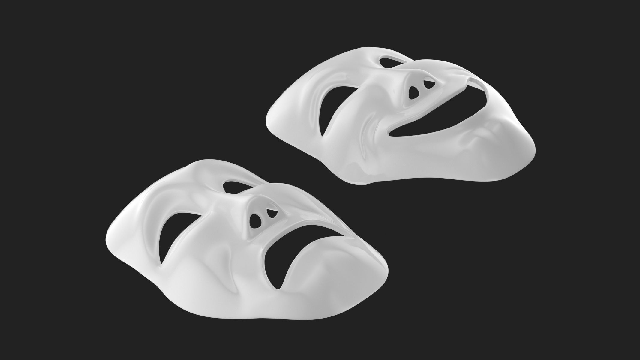 Theater Mask Low-poly 3D model_4