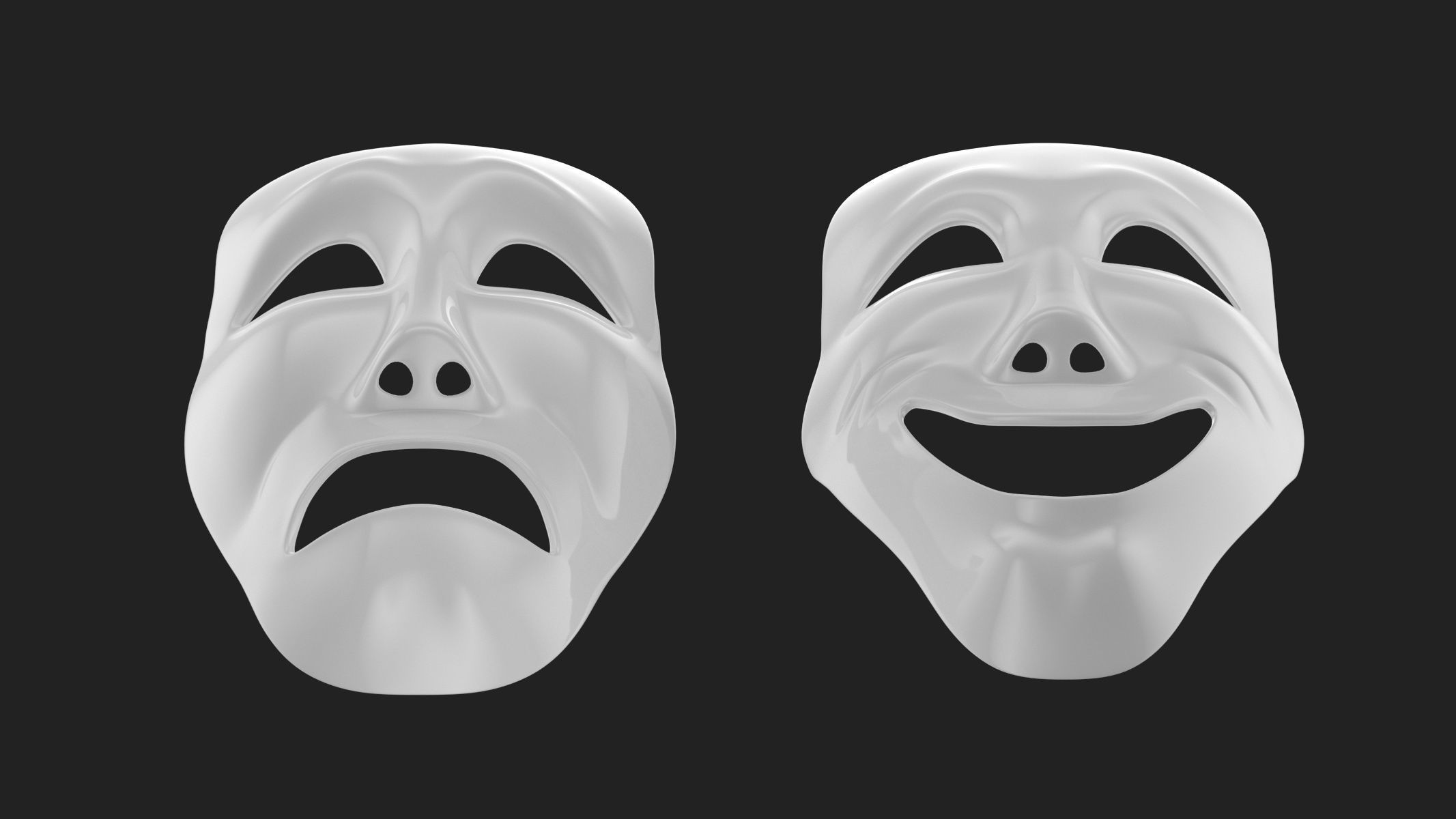 Theater Mask Low-poly 3D model_3