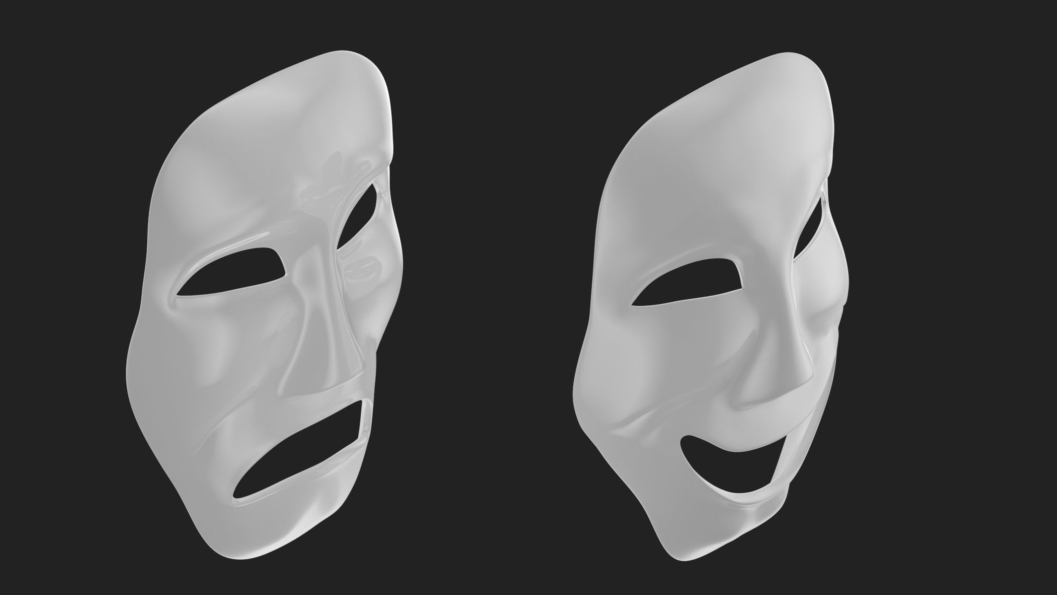 Theater Mask Low-poly 3D model_1