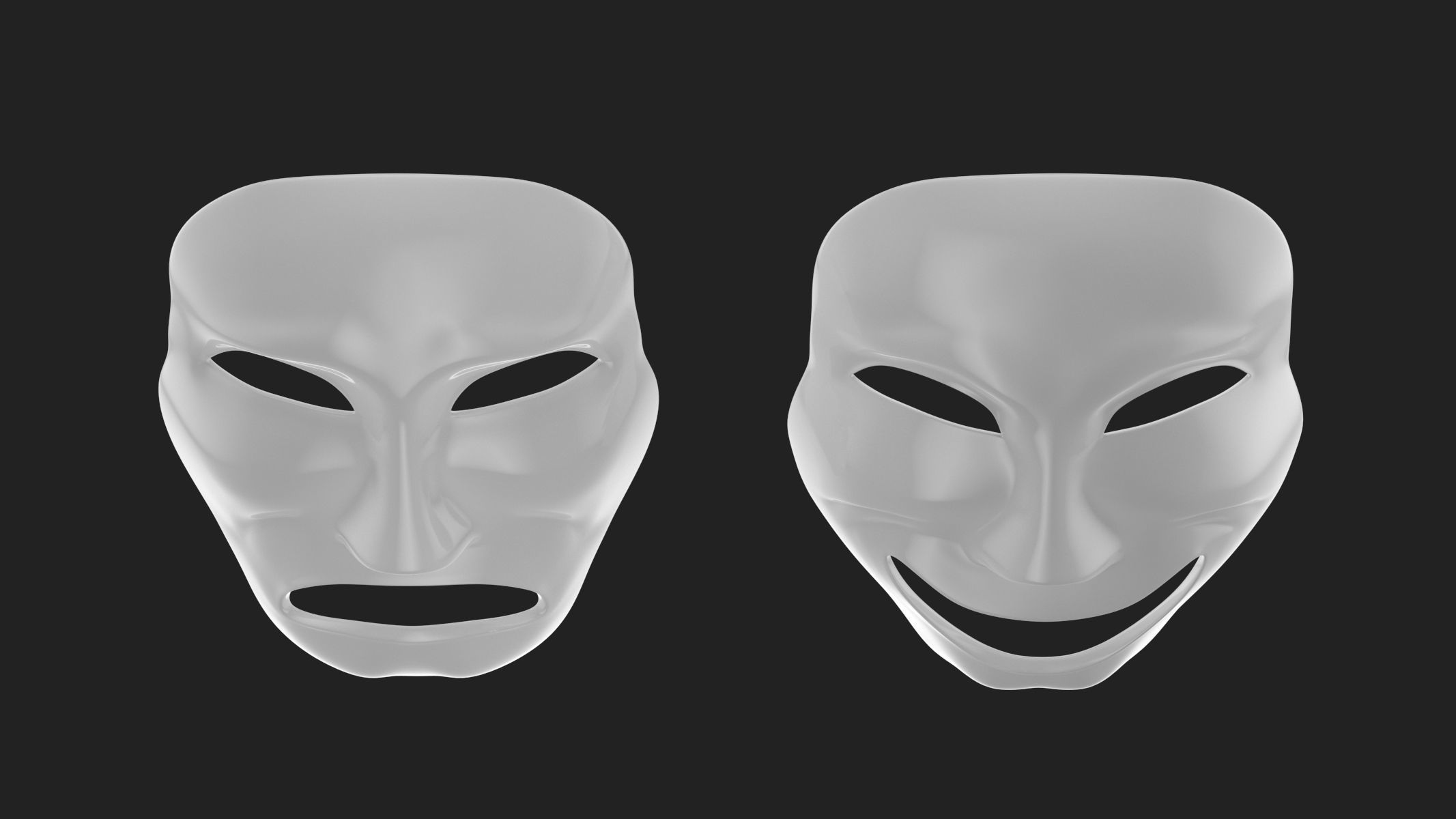 Theater Mask Low-poly 3D model_2