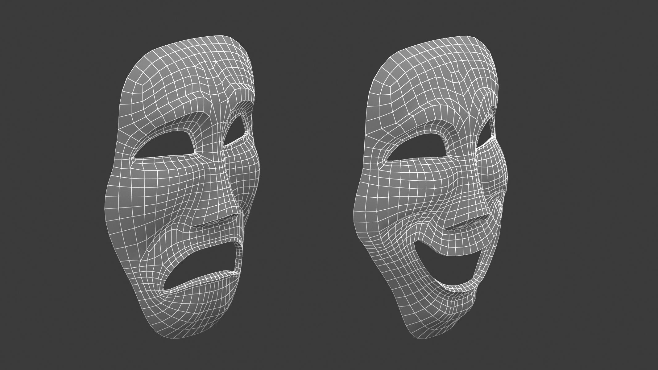 Theater Mask Low-poly 3D model_6