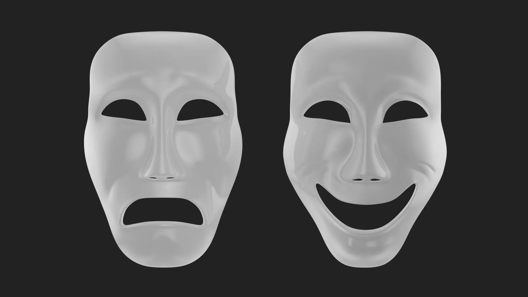 Theater Mask Low-poly 3D model_0