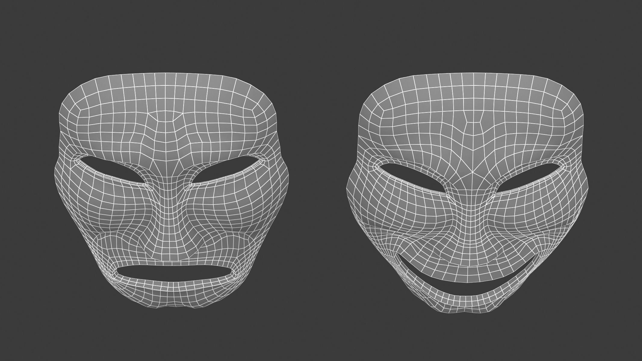 Theater Mask Low-poly 3D model_8