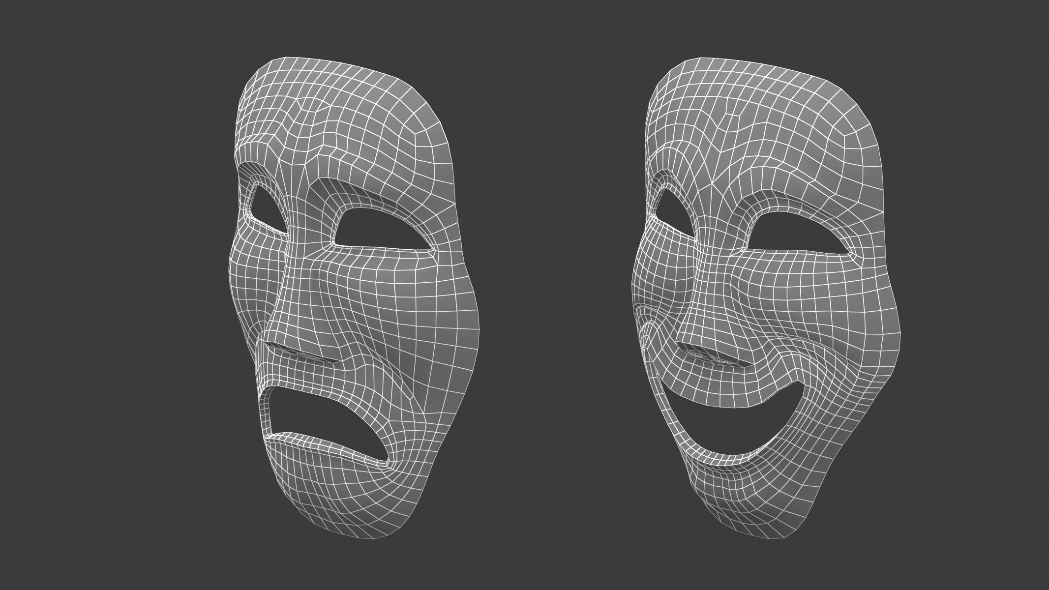 Theater Mask Low-poly 3D model_7