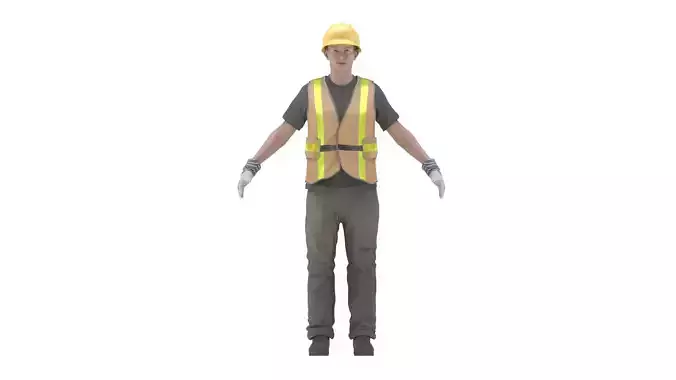 Construction Worker Low-poly 3D model