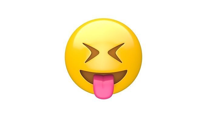 Apple Squinting Face with Tongue Low-poly 3D model
