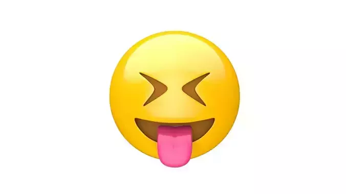 Apple Squinting Face with Tongue Low-poly 3D model