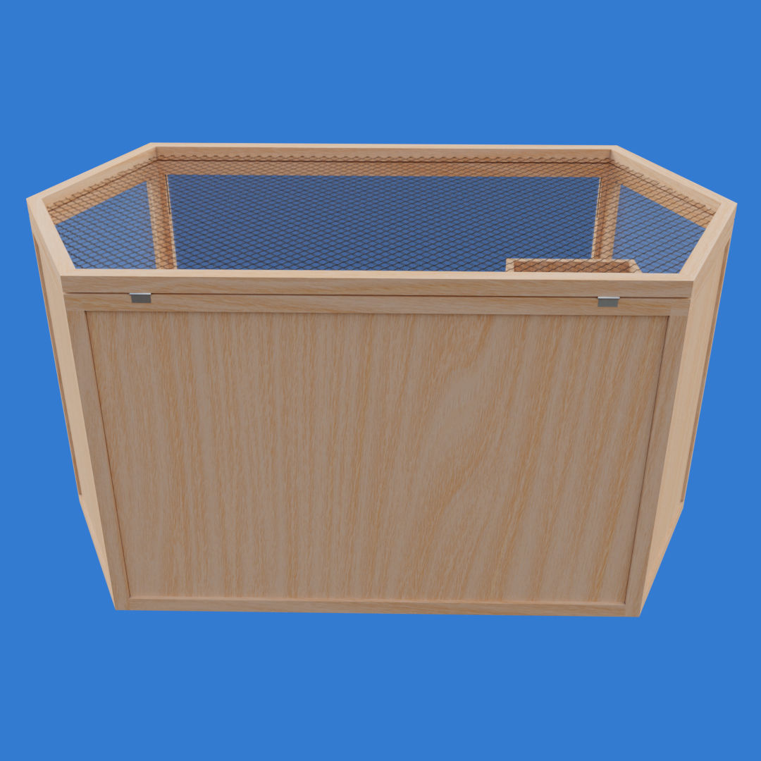 Wooden Hamster Cage Low-poly 3D model_3