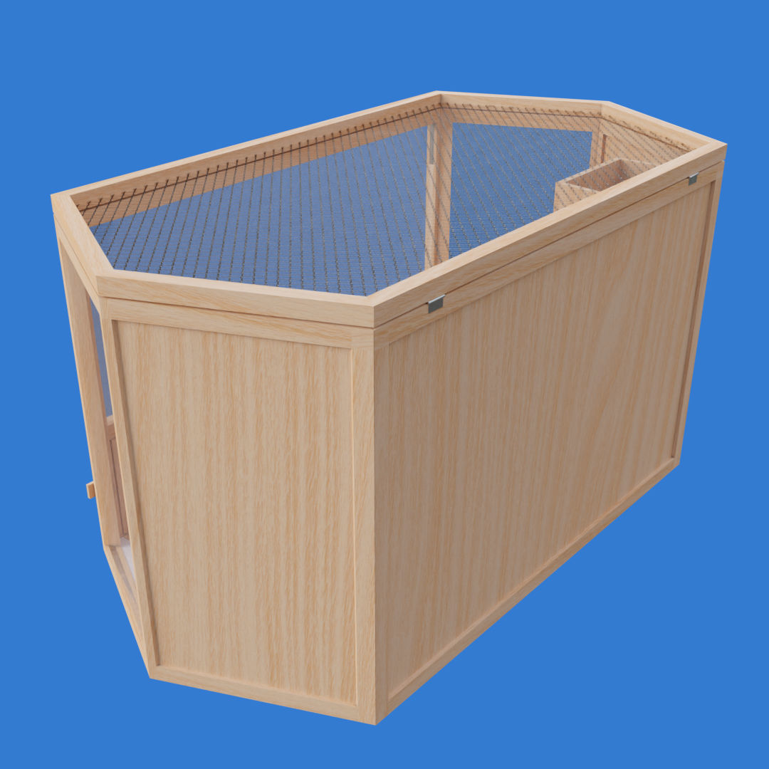 Wooden Hamster Cage Low-poly 3D model_8