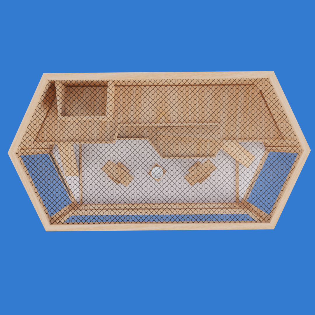 Wooden Hamster Cage Low-poly 3D model_1