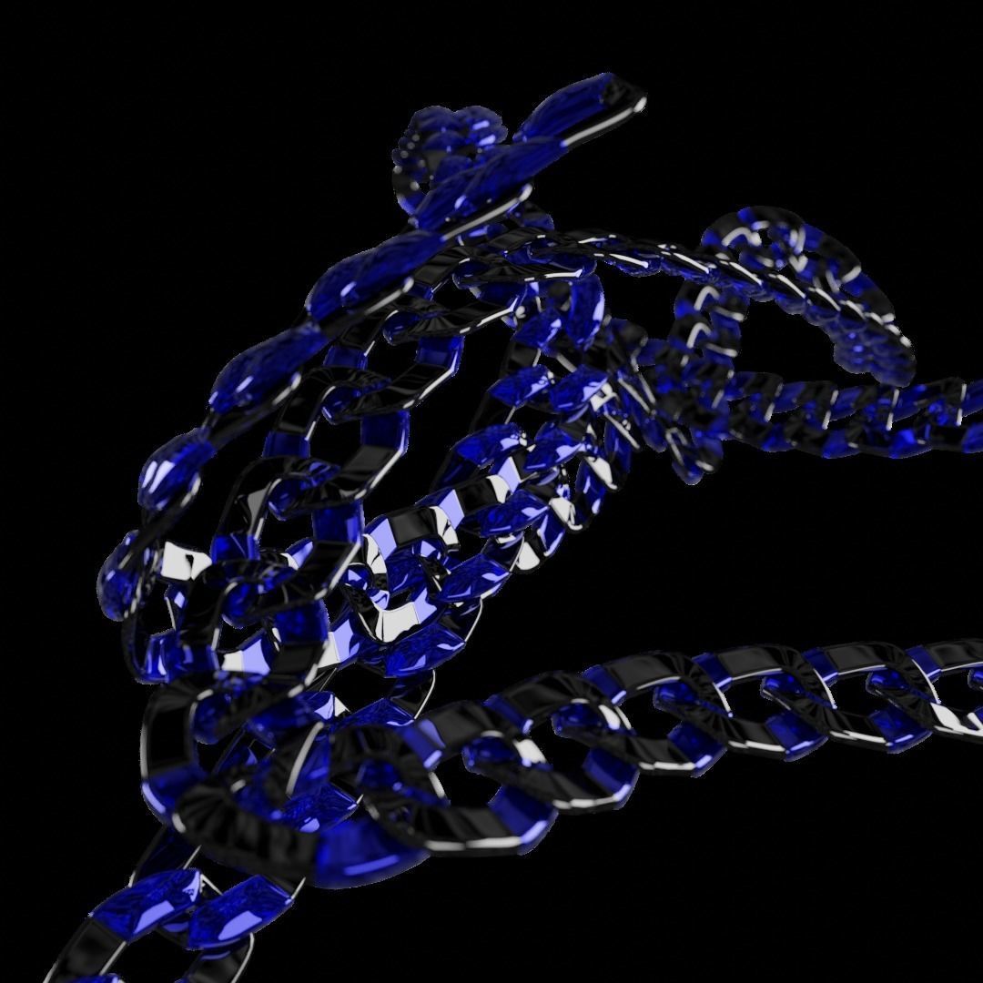 Sapphire Chain Low-poly 3D model_1