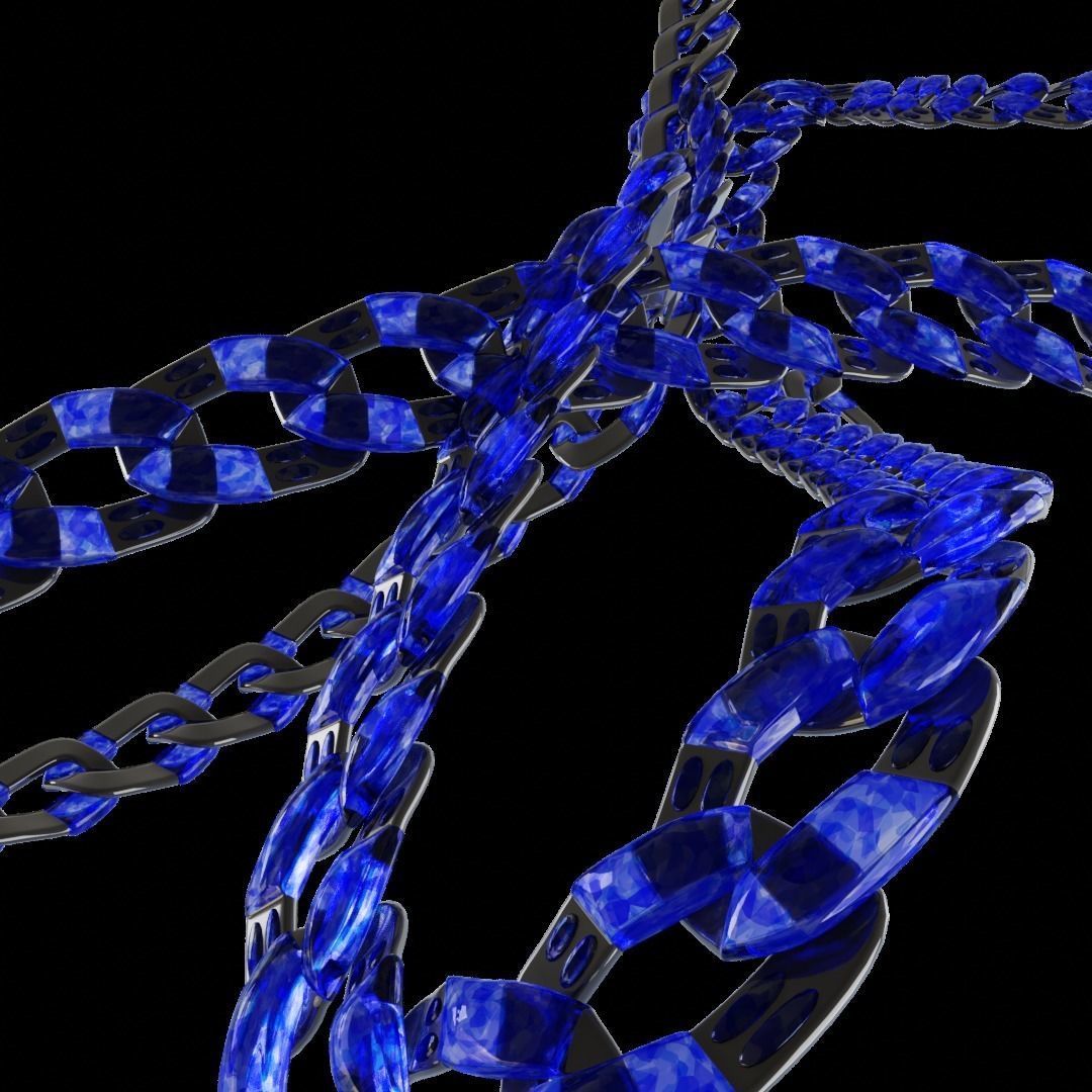 Sapphire Chain Low-poly 3D model_2