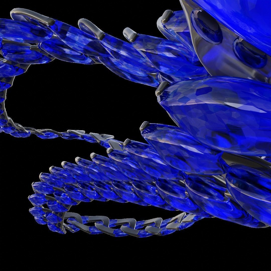 Sapphire Chain Low-poly 3D model_5