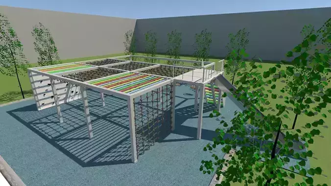 Playground with climbing wall 3D model