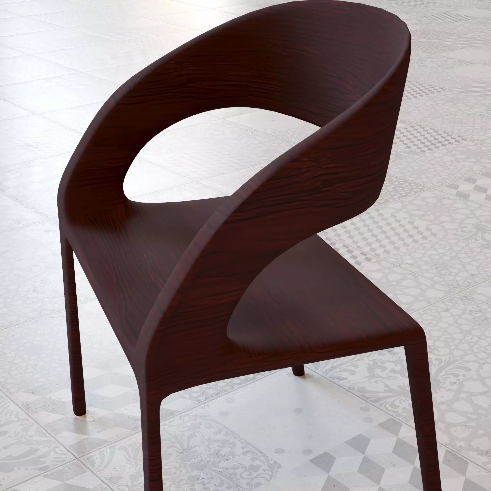 LOW POLY Burgundy Wood Chair Free Free 3D model
