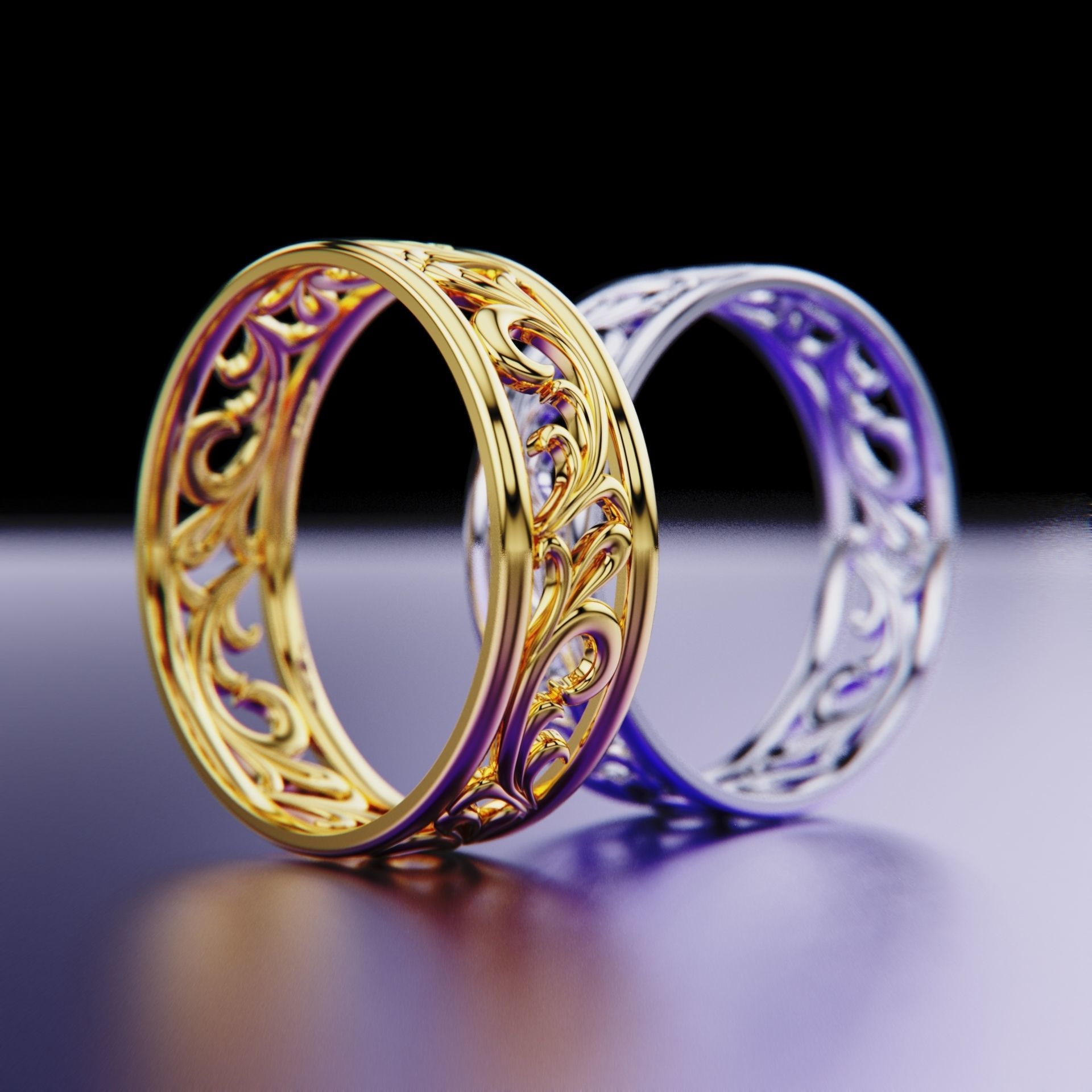 wedding ring 3D print model_9