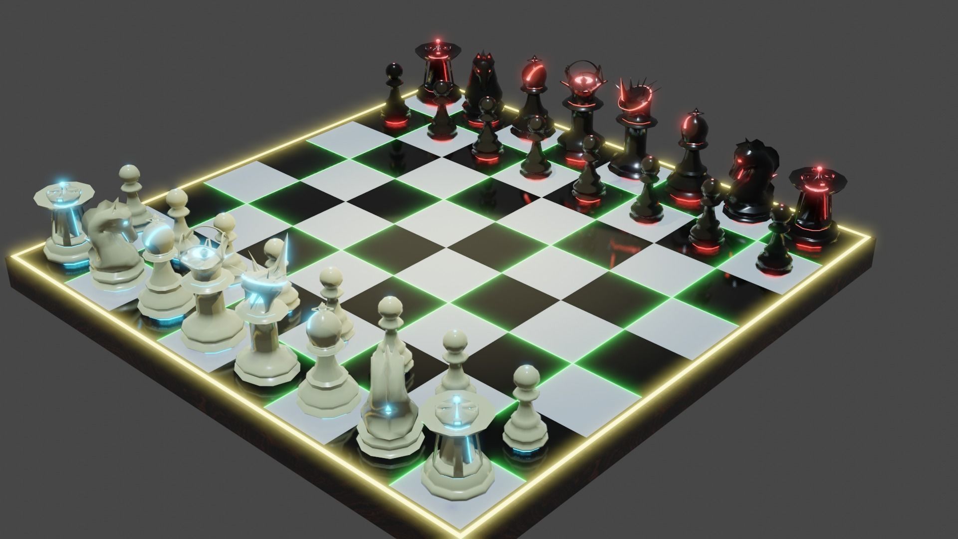 Emission Submission Chess Set Low-poly 3D model_28