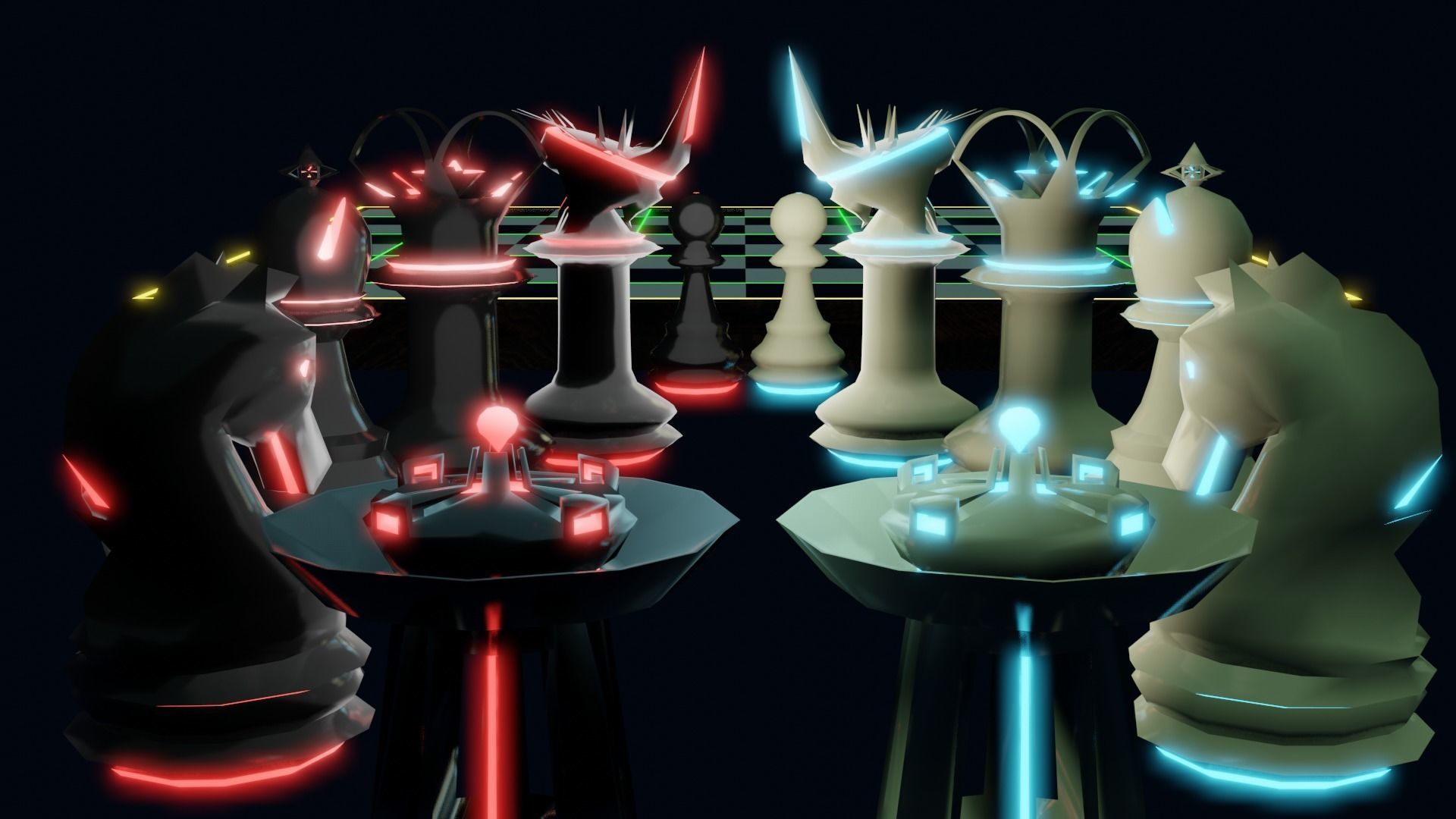 Emission Submission Chess Set Low-poly 3D model_2